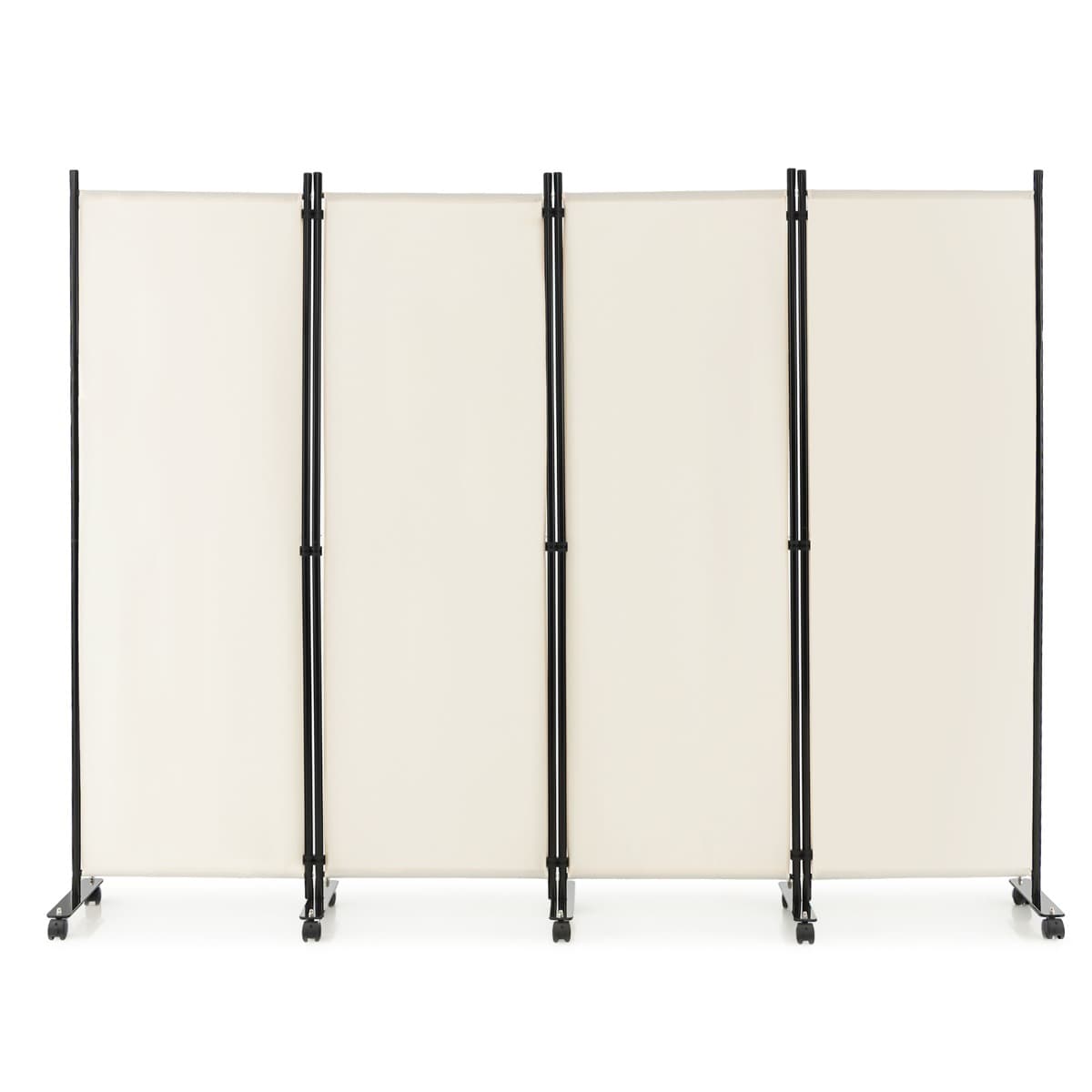 CostwayParavent à Roulettes 4 Panneaux Pliable Brise-vue Cloison de Séparation Pièce sur Pied Protéger Privée 225 x 30 x 173 CM Blanc